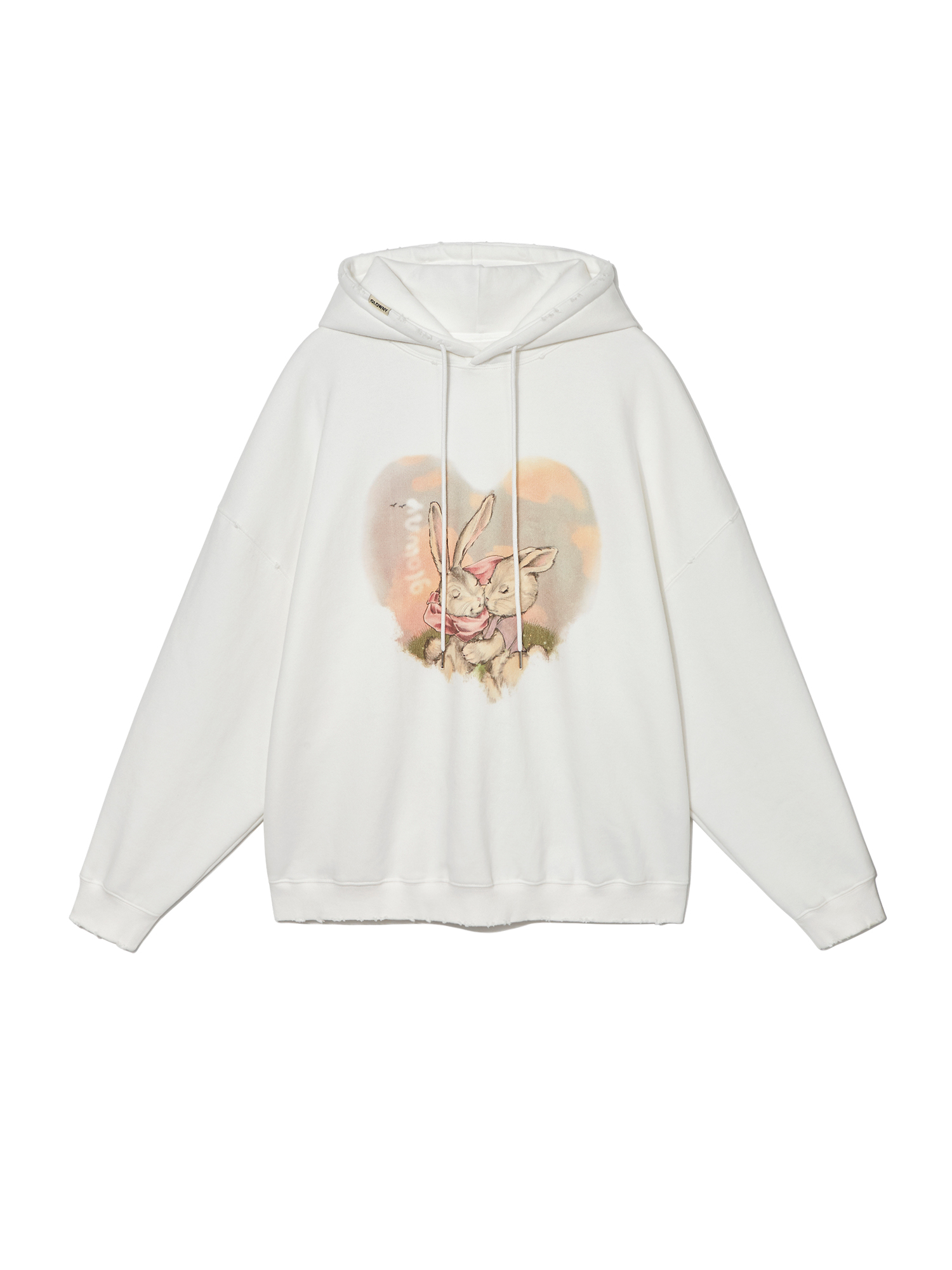BUNNY IN LOVE BOXY HOODIE (WHITE)