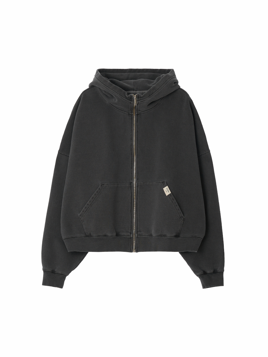G CLASSIC WASHED BOXY ZIP UP (CHARCOAL)