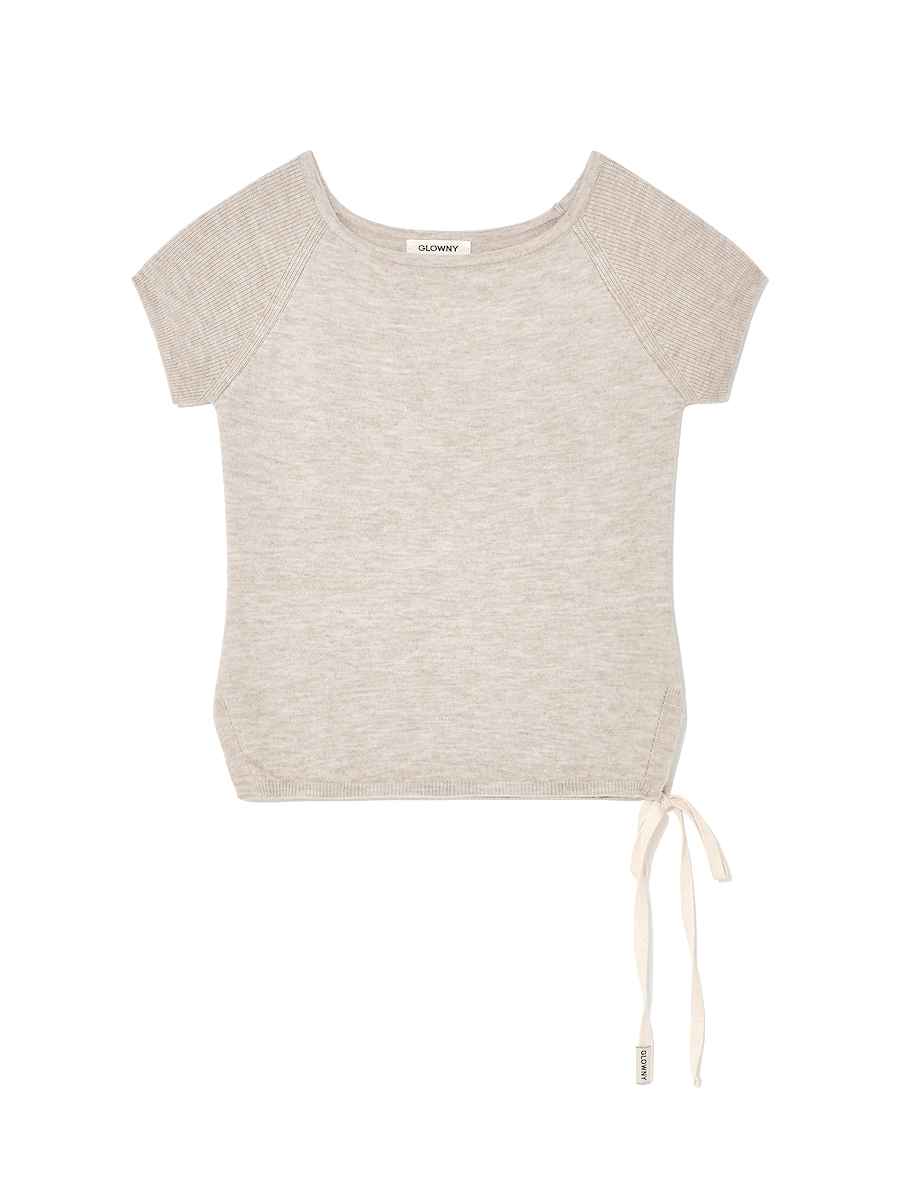 BOW SLIT KNIT TOP (OATMEAL)